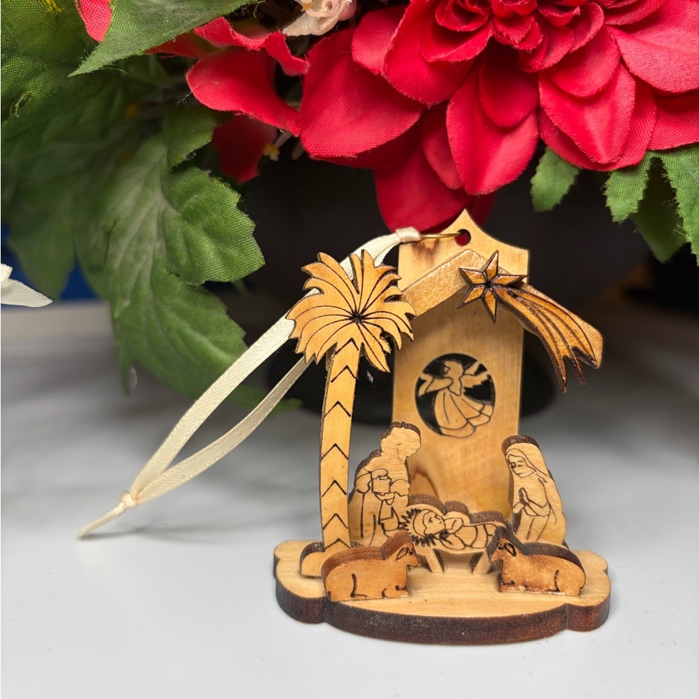Wooden Nativity Scene Ornament